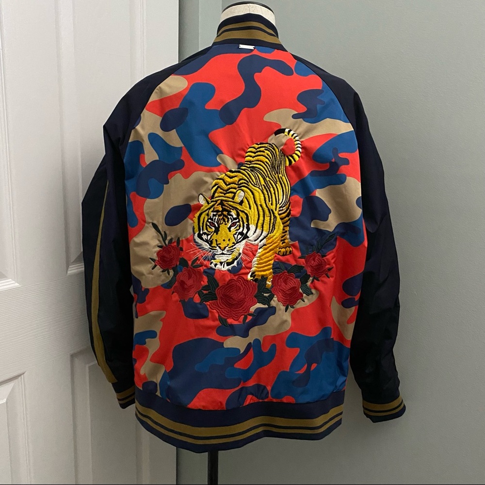Inimigo Camo Embroidered Tiger Bomber Jacket Size 54